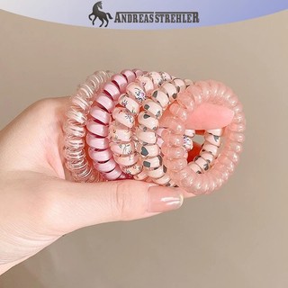 Onetimingfine 5 Chiếc Dây Điện Thoại Nhiều Màu Sắc Tóc Bé Gái Traceless Lò Xo Co Giãn Băng Đô Quấn Tóc Cho Nữ Mũ Đội Đầu Dây Buộc Tóc Dây Cao Su VN