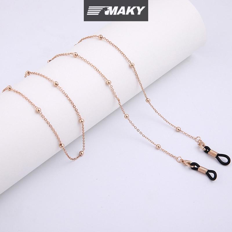 Newwellknownepic Thời Trang Kính Kim Loại Đính Hạt Dây Xích Cô Gái Hạt Mùa Hè Treo Mặt nạ Dây Đeo Vòng Cổ Handmade Kính Mát Dây VN
