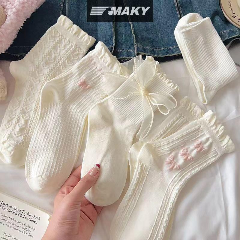 Newwellknownepic 1 Đôi Tất Gothic Nơ Giữa Ống Preppy Phong Cách Công Chúa Tất JK Dạo Phố VN