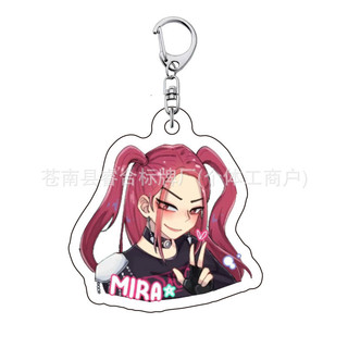 Cartoon KPop Demon Hunters Keychains Accessories Rumi Zoey Jinu Mira Key Ring Acrylic Keyrings Kawaii Key Chain Fans