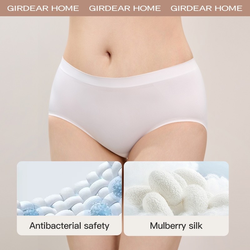 Girdear Home 3Pcs Quần Lót Nữ Siêu Mỏng Thoáng Khí, Co Giãn Cao Với Băng Lụa Liên Mạch, Kháng Khuẩn Và Hỗ Trợ Giảm Mỡ Bụng - Trung Eo Mềm Mại Giảm Dáng,8531AB05