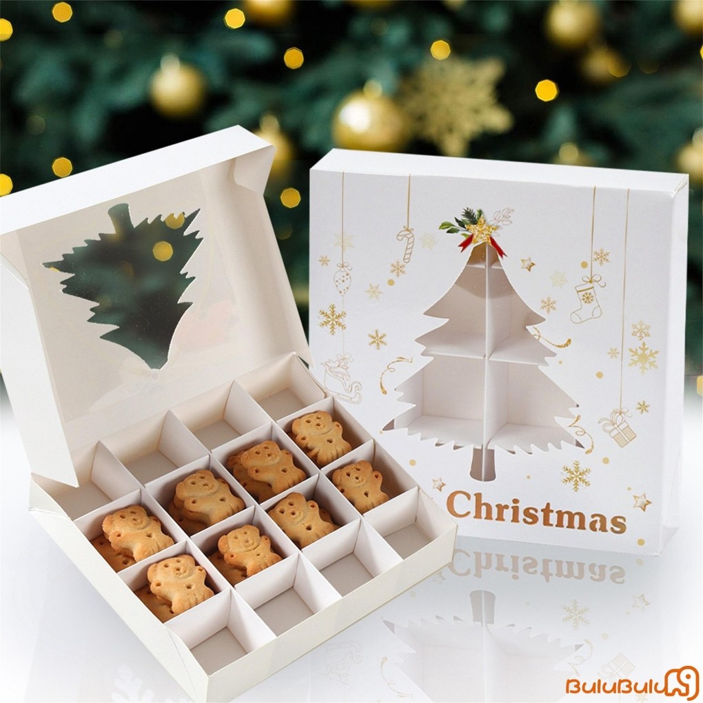 Bộ 6 Món Hộp Kẹo Giáng Sinh Trong Suốt Ông Già Noel / Người Tuyết Hộp Đựng Bánh Giấy