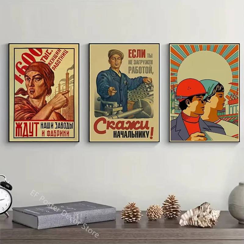 Poster Vintage Stalin Liên Xô CCCP - Nghệ thuật treo tường, Tranh vải cổ điển, Nhà / Phòng / Cafe / Câu lạc bộ / Trang trí tường ký túc xá