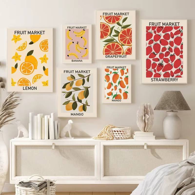 Dâu chanh thẻ cocktail uống vải canvas vẽ tranh nghệ thuật treo tường thẩm mỹ áp phích và in hình quán bar nhà bếp trang trí phòng khách
