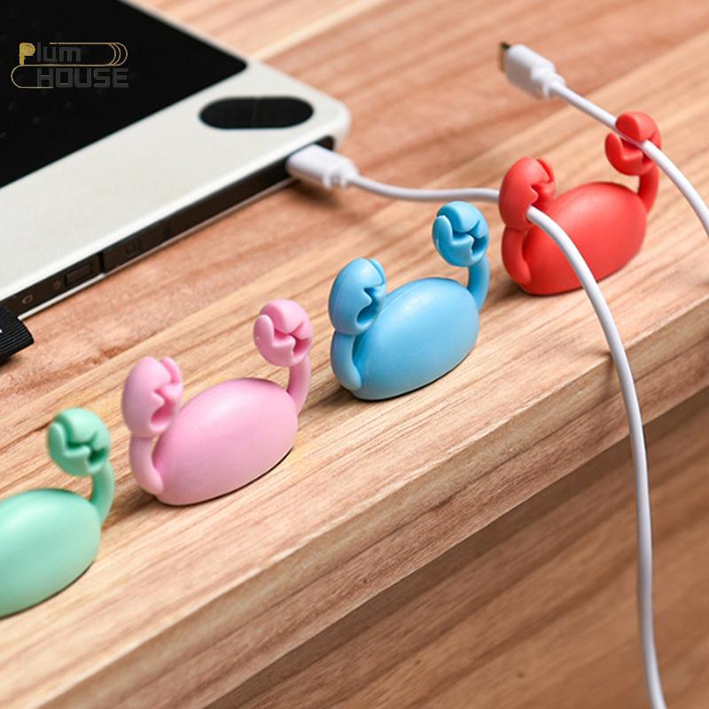 PlumHOUSE Dễ Thương Cua Cáp Tổ Chức Kẹp Cáp Dữ Liệu Đứng Điện Thoại Di Động Cáp Sạc Tổ Chức Fixer Bàn Tự Dính Dây Tidy Giá Đỡ VN