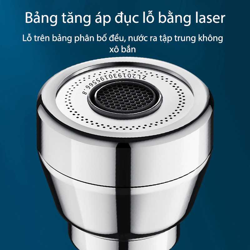 Đầu vòi rửa bát tăng áp, 3 chế độ nước, chất liệu đồng thau và thân thựa ABS cao cấp