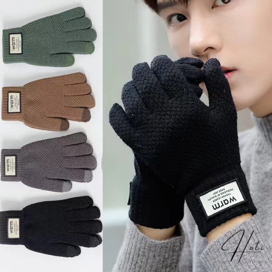 Găng Tay Len Unisex,Tag Warm Dệt Kim Siêu Dày Cảm Ứng Điện Thoại Giữ Ấm Chống Nắng Co Dãn Tốt