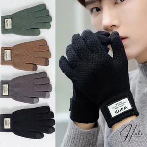 Găng Tay Len Unisex,Tag Warm Dệt Kim Siêu Dày Cảm Ứng Điện Thoại Giữ Ấm Chống Nắng Co Dãn Tốt