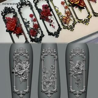 [Mới] 1 Khuôn Làm Móng Tay 3D Retro Khung Cửa Sổ Hoa Hồng Khung Móng Tay Khuôn 3D Khắc Khuôn Silicon Dụng Cụ Trang Trí Làm Móng Tay DIY.