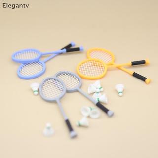 EGN 1 / 12 Nhà Búp Bê Mô Phỏng Vợt Cầu Lông Bộ Búp Bê Thể Thao Cảnh Trang Trí Nhà Búp Bê Giả Vờ Chơi Đồ Chơi N