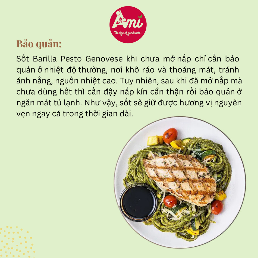 Sốt Pesto Xanh ALLA GENOVESE Barilla Lọ 190g, Gia Vị Nhập Khẩu Ngon