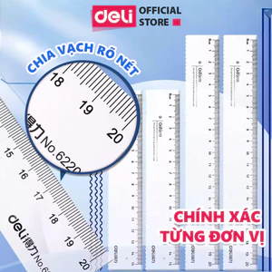 Thước Kẻ Nhựa Trong Suốt 18/20/30cm Học Sinh Deli - Dụng Cụ Học Tập Mỹ Thuật Cao Cấp Giá Tốt