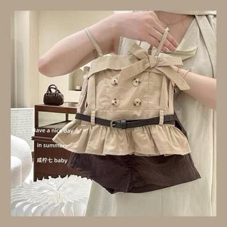S50- [tomnaukids] Set áo nơ nâu kaki quần nâu size từ 8-30Kg