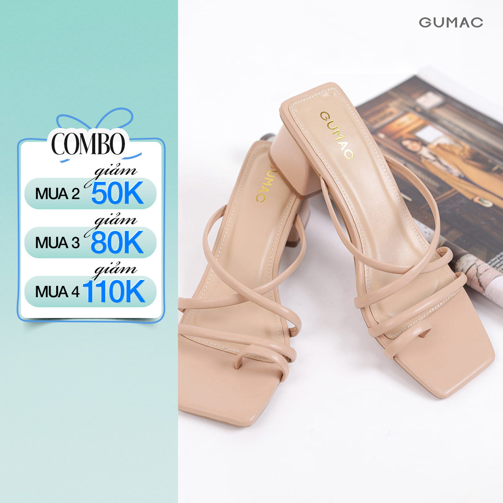 Guốc Cao Gót Nữ GUMAC Quai Mảnh Đan Chéo Gót Vuông 5cm Trendy GE05086