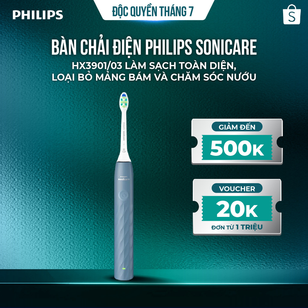 Bàn chải điện Philips Sonicare HX3901/03 làm sạch toàn diện, loại bỏ mảng bám và chăm sóc nướu