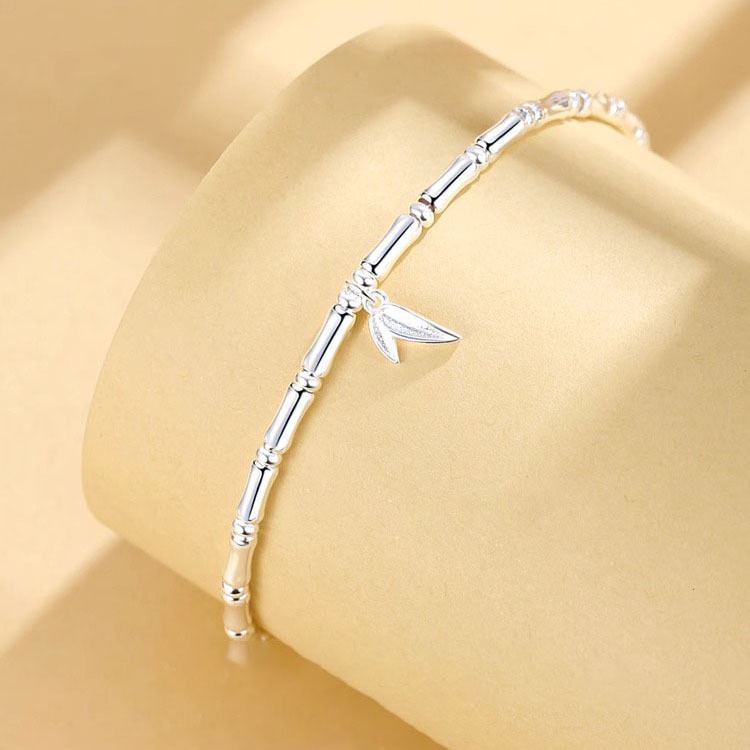 Vòng tay tre bạc nguyên chất S925 mới phong cách Trung Quốc