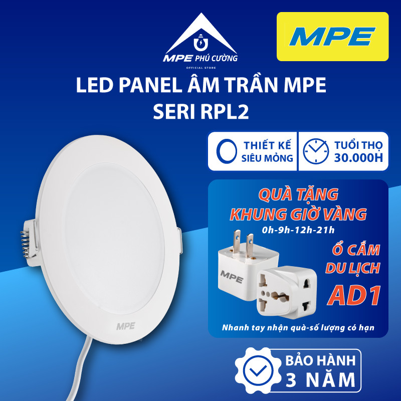 Đèn led âm trần MPE, led panel RPL2 thiết kế siêu mỏng, dễ lắp đặt, đèn led panel âm trần tròn 6W/9W/12W/18W, led âm trầ