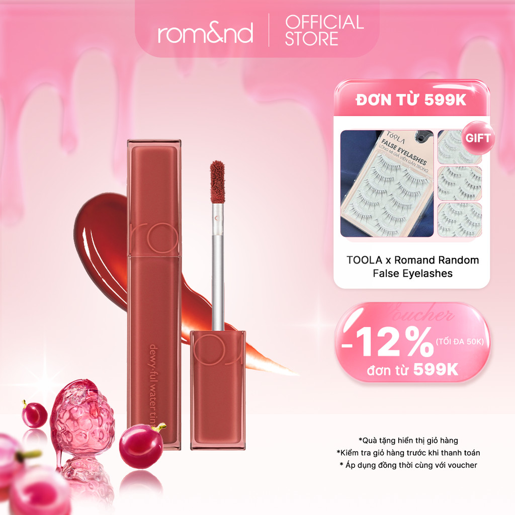 [Rom&nd] Son tint bóng, siêu lì cho đôi môi căng mọng Hàn Quốc Romand Dewyful Water Tint 5g