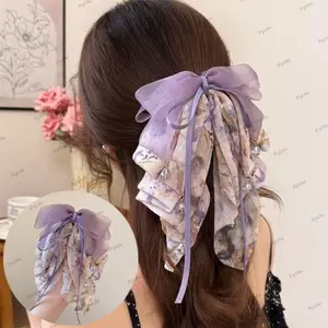 PYCOU Kẹp Đuôi Ngựa, Kẹp Vuốt Tóc Voan, Thanh Lịch Nơ Hạt Cá Mập Kẹp Tua Rua Hoa Hairgrips Nữ Cô Gái