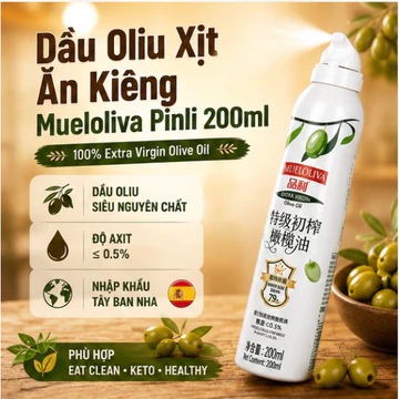 Dầu Oliu Xịt Ăn Kiêng Mueloliva Pinli 200ml – Dầu Oliu Extra Virgin Eat Clean Kiểm Soát Calo, Bí Quyết Giữ Dáng Thon