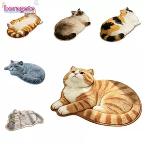 Thảm trải sàn hình mèo BORAGETE, Thảm cửa lối vào bằng Cashmere giả bề mặt mềm, sử dụng hàng ngày Rào chắn sàn mát mẻ Crystal Velvet Dễ dàng làm sạch khu vực động vật Thảm cửa vào