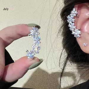JULYHOT 1 Cái Hợp Thời Trang Hoa Zircon Đơn Giản Bông Tai Không Xuyên Cho Nữ Lấp Lánh Tai Còng Kẹp Tiệc Cưới Trang Sức Quà Tặng Massivedeals
