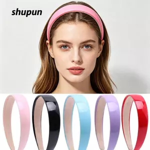 Vòng buộc tóc có đệm SHUPUN, Băng đô đàn hồi mềm bằng da PU, Thiết kế chống trượt rộng 2,5cm dễ thương Dây buộc tóc có đệm rộng DIY Tạo kiểu tóc