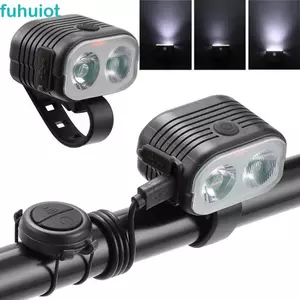 Đèn pha LED xe đạp FUHUIOT, còi đèn pha xe đạp 2 trong 1 nguồn sáng kép, còi lớn siêu sáng 120dB đa chức năng Chuông chống nước Đèn còi xe đạp leo núi