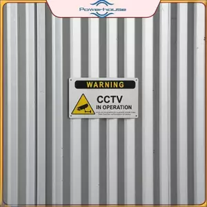 Bảng cảnh báo kim loại CCTV POWER Bảng giám sát Video 24 giờ Khả năng hiển thị mạnh mẽ cho hàng rào tường ngoài trời.