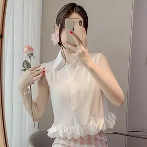 Váy ve áo Thiết kế xếp li Áo sơ mi phù hợp mùa hè thời trang đẹp sang trọng