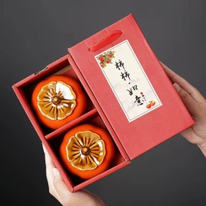 Persimmon Ruyi Trà Lon Kín Lon Kẹo Hồng Lon Hộ Gia Đình Đồ Trang Trí Đám Cưới Lon Trống Hộp Quà Tặng Bao Bì Quà Tặng FIYB