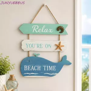 JUNYUE88US Treo tường bằng gỗ, Dấu hiệu cửa hình dạng bong lật phong cách biển, Chủ đề mùa hè Trang trại Chủ đề đại dương Thiết kế nghệ thuật Mặt dây chuyền treo tường Phòng khách