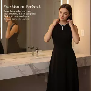 Bigapple 1 Bộ Giả Ngọc Trai Kim Cương Giả Sóng Choker & Bông Tai Bông Tai Bộ Đám Cưới RDG