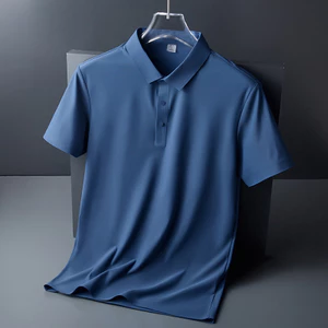 Công Sở Mùa Hè Quần Áo Nam Ice Silk Liền Mạch Áo polo Co Giãn Cao Không Sắt Mỏng Tay Ngắn Ve Áo Thun Tay Ngắn EACK