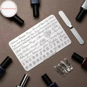 Hodou Nail Art Stamping Plates Mẫu thiết kế viết tay Phù hợp với tất cả các loại móng tay Dụng cụ làm móng tay DIY dành cho người học móng tay mới VN