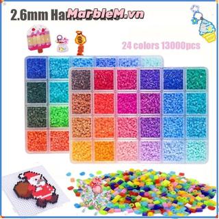 Bộ hạt MARBLEM Perler Hama, Trang trí thủ công Hộp hạt Hama 2.6mm, Sáng tạo 24 màu Đậu nhỏ cao cấp DIY Làm câu đố Bộ dụng cụ hạt nóng chảy Câu đố giáo dục