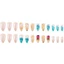 {WELV}24PCS Summer Press On Nails Shell Rhinestone Almond Tips Orange Sea Breezy