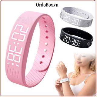 Đồng hồ báo thức ORDOBOX, Vòng đeo tay báo thức chống ngáy kỹ thuật số LED, Chống nước thông minh với máy đếm bước chạy Báo động rung có thể điều chỉnh cho học sinh