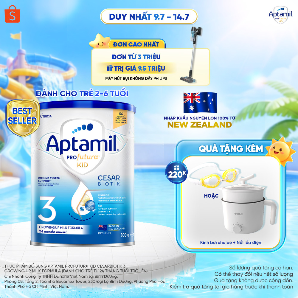 [MUA LÀ CÓ QUÀ] Sữa bột Aptamil Profutura Kid Cesarbiotik New Zealand số 3 - Synbiotic đặc chế