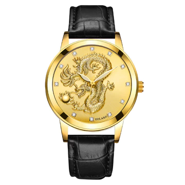 Đồng hồ nam họa tiết rồng vàng chống thấm nước thời trang phong cách Trung Quốc Dây đeo đồng hồ nam Đồng hồ đeo tay Đồng hồ thạch anh Đồng hồ có sẵn
