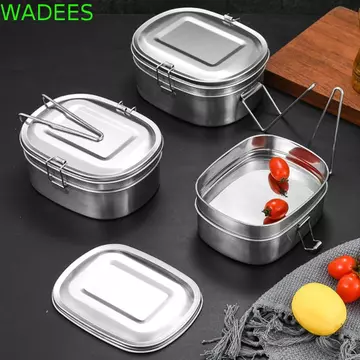 Hộp cơm trưa bằng thép không gỉ WADEES, Hộp đựng thực phẩm không thể phá vỡ hình chữ nhật, đựng thực phẩm có thể gập lại chống rò rỉ đa chức năng Hộp đựng thực phẩm căng tin