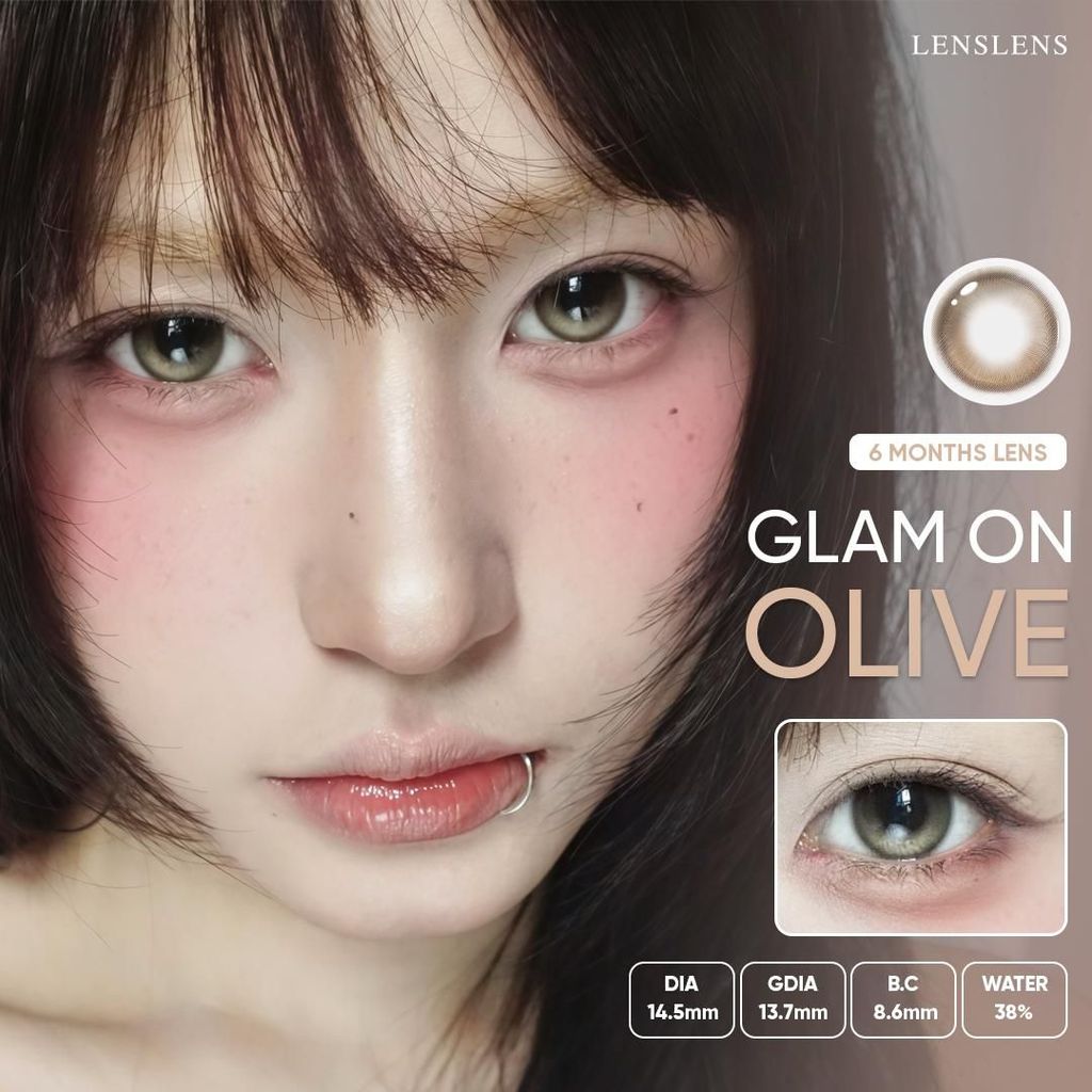 Lens Xanh Olive Pha Nâu Trầm Tự Nhiên Hiệu Ứng Mắt Có Chiều Sâu Glam On Olive 14.5mm
