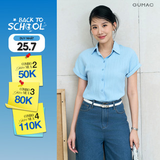 Áo Sơ Mi Nữ GUMAC Áo Kiểu Tay Liền Công Sở Trơn Basic Vải Lụa Xốp Mềm Mịn LAE1032