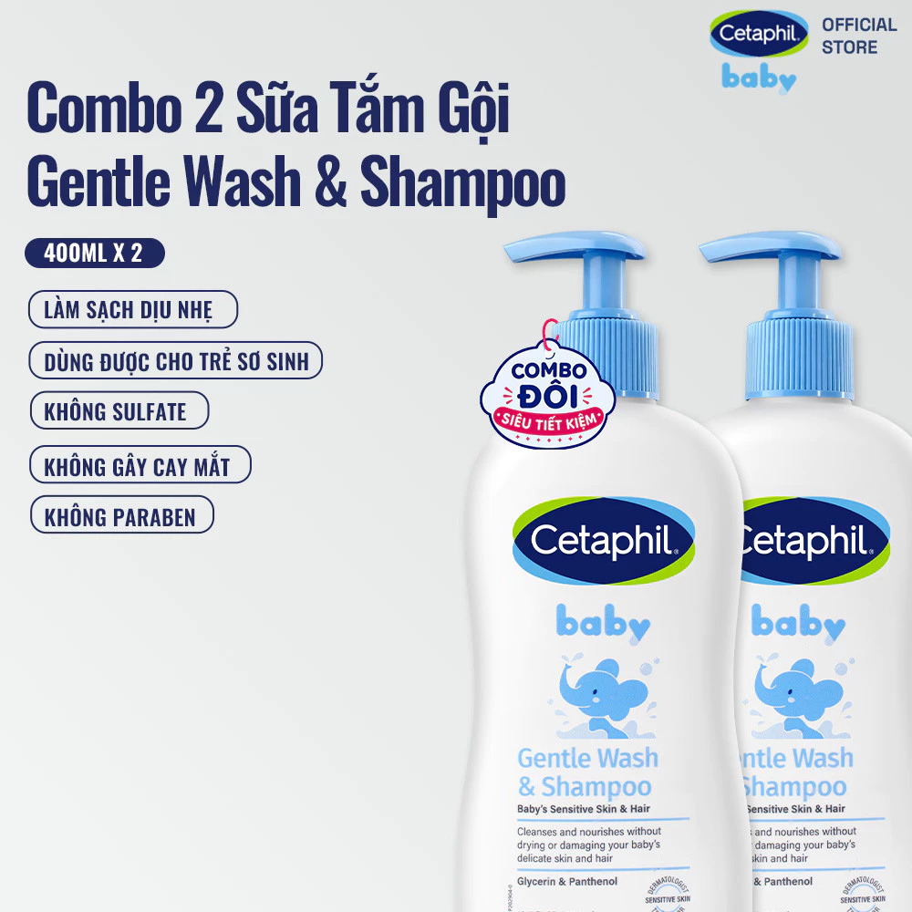 Sữa tắm gội Cetaphil Baby Gentle Wash & Shampoo 400ml cho bé