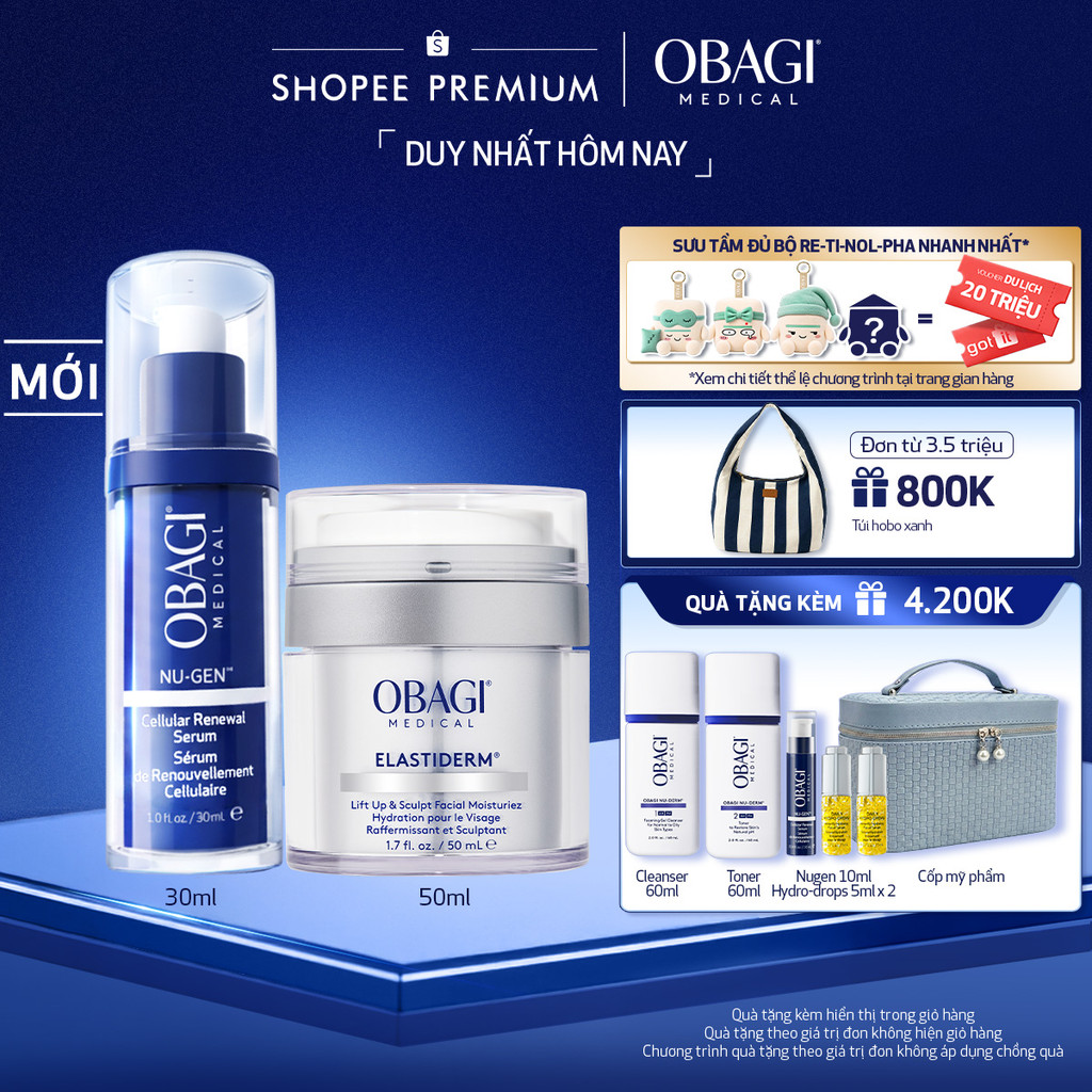 Combo Serum Kích Hoạt Năng Lượng Tế Bào Obagi Nugen 30ml & Kem Dưỡng ELASTIDERM Lift up & Sculpt Facial Moisturizer 50ml