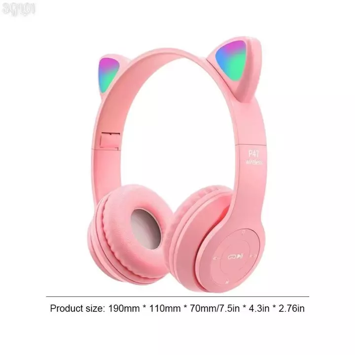 Tai nghe không dây tai mèo HEFEI, Tai nghe Bluetooth tai mèo phát sáng có thể gập lại, Tai nghe bảo vệ chuyển màu Bluetooth thời trang Tai nghe máy tí – 2
