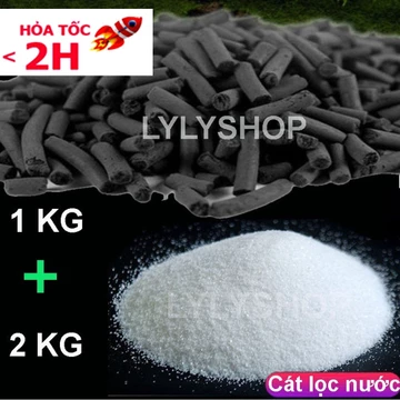 Combo 2kg Cát Thạch Anh + 1kg Than Hoạt Tính Lọc Nước, Trang Trí Bể Cá Cảnh