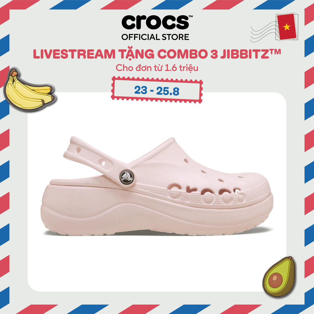 Giày Clog Nữ Crocs Baya Platform - Barely Pink - 208186-6PI