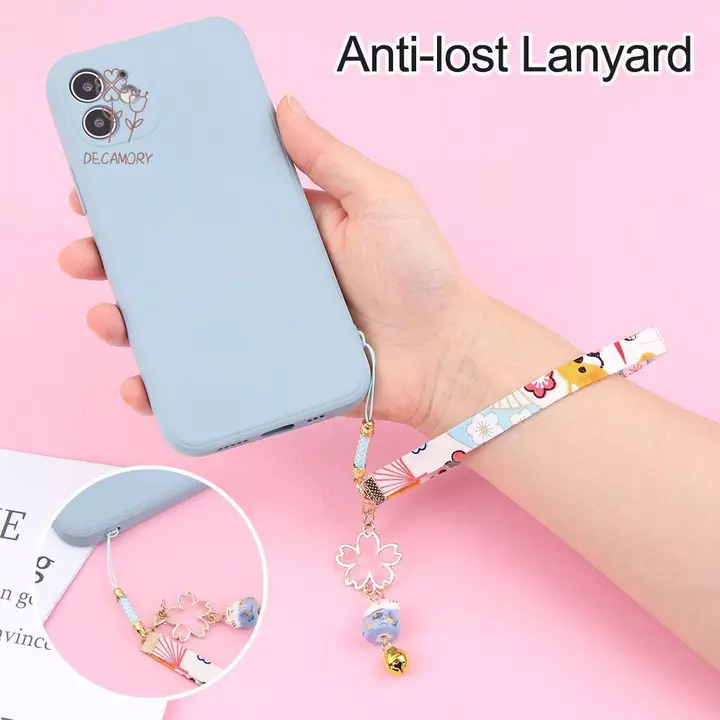 SHOUKEY Chuông mèo may mắn Sakura Dây điện thoại Phụ kiện Mặt dây chuyền thời trang Dây đeo điện thoại Dây buộc Mèo may mắn Hoa anh đào Dây treo Dây đeo điện thoại Dây buộc