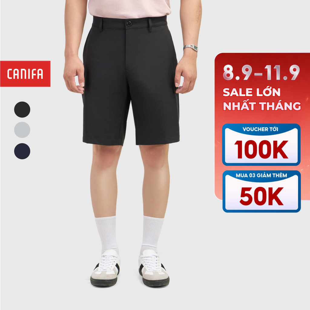 Quần short nam CANIFA dáng Regular cạp cúc phong cách trẻ trung, lịch sự 8BS26S018